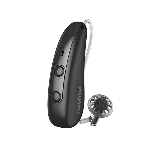 Signia Pure Charge&Go IX – Akku-Hörgerät in Schwarz in detaillierter Ansicht