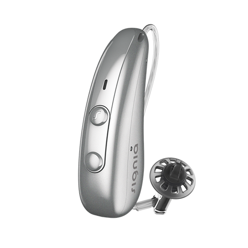 Signia Pure Charge&Go IX – Akku-Hörgerät in Silber in detaillierter Ansicht