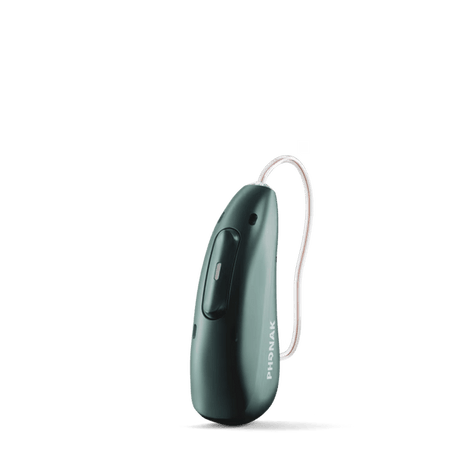 Phonak Audéo Infinio Ultra – Packshot in Frontansicht mit sichtbarem Receiver