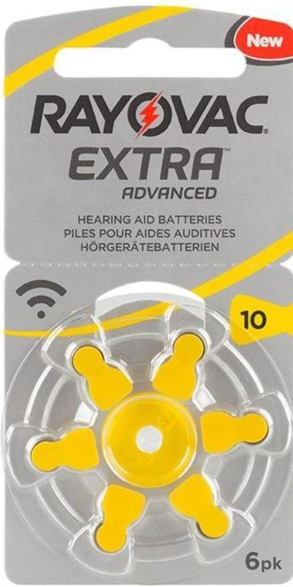 6 x Rayovac Extra Advanced Hörgerätebatterien Grösse 10 / Gelb