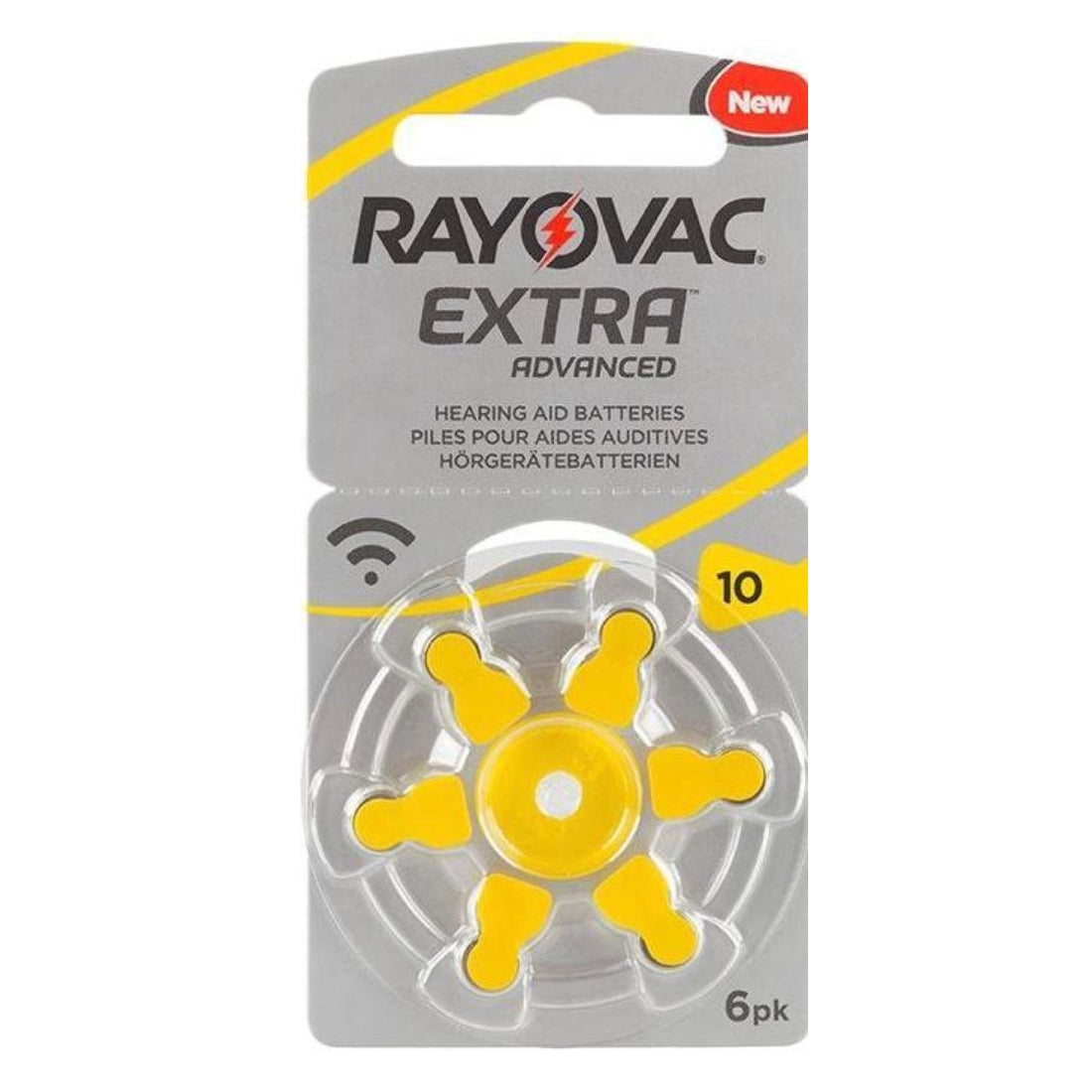 6 x Rayovac Extra Advanced Hörgerätebatterien Grösse 10 / Gelb