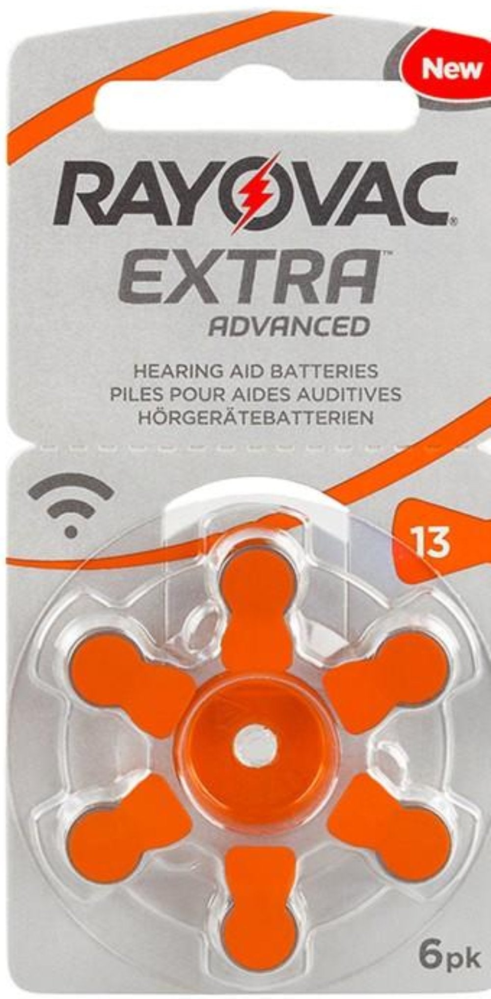 6 x Rayovac Extra Advanced Hörgerätebatterien Grösse 13 / Orange