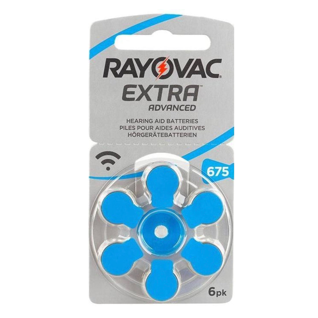 6 x Rayovac Extra Advanced Hörgerätebatterien Grösse 675 / Blau