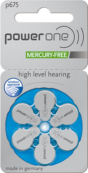 6 x Power One Hörgerätebatterien Grösse 675 / Blau