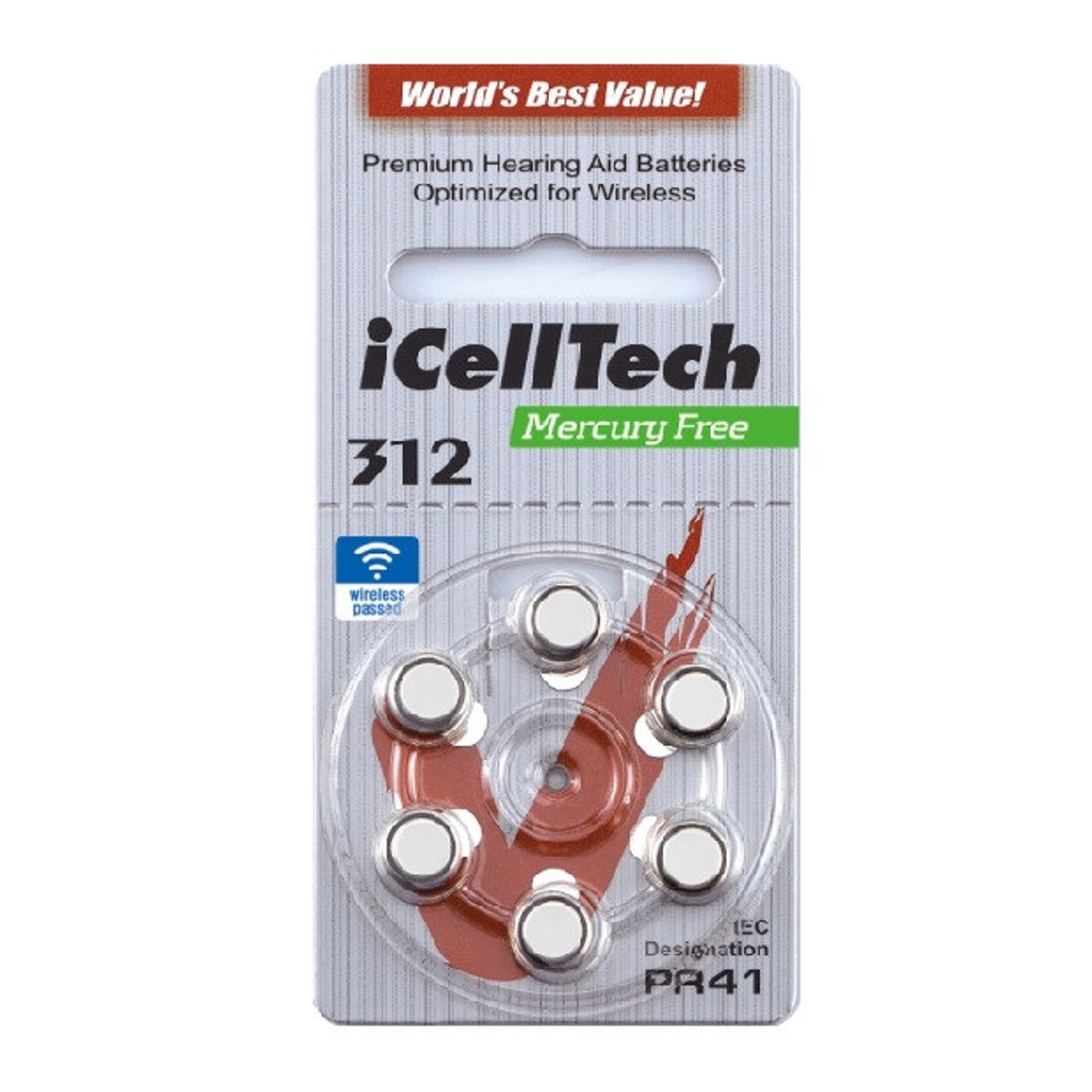 6x iCellTech Hörgerätebatterie Grösse 312 / Braun; gute Qualität zu unschlagbarem Preis